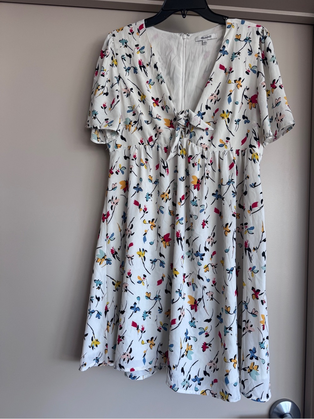 Madewell White Floral Tie-Front Dress